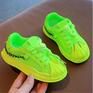 Children's Athletic Shoe Boys Girls Fluorescent Neon Green Hip Hop Dance Sports Running Shoes Toddler Infant Sneakers kids Mesh Shoes