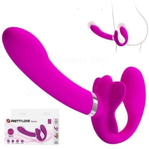 Sex Toy Massager Adult New 12 Modes Double Vibrating G-spot Clitoris Stimulator Female Wear Strapless Strapon Dildo Vibrator for Women Lesbian