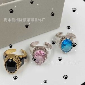 Ring Skull Head Drop Glue Inlaid Colorful Water Diamond Adjustable Size Ring Maijia Brass Material Jewelry Ring