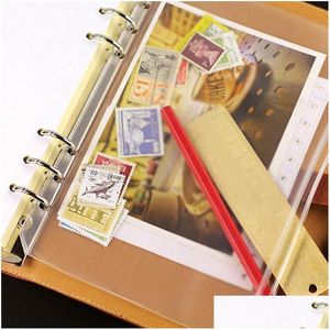 Capa de livro atacado 300pcs A5 / A6 / A7 PVC Binder Clear Er Zipper Saco de armazenamento 6 furos à prova d'água Sacos de papelaria Escritório Viagem Portátil D Dhm0M