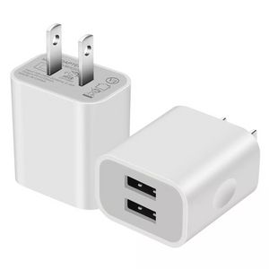 USB Wall Charger Block 5V 2.1A Dual Port Cube Plug Power Charging Adapter Chargers for All Mobile Cell Smart Phone Samsung iPhone Google Phones Accessories