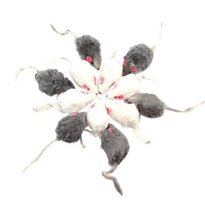 Cat Toys 12Pcs False Mouse Pet Long-Haired Tail Mice Sound Rattling Soft Real Fur Squeaky Toy262E