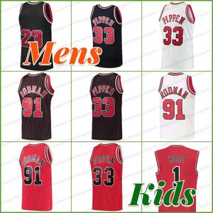 Vintage Basketball-Trikot 1 Derrick Rose 23 Michael Red Kinder Herren Dennis Rodman Scottie Pippen Weiß Schwarz Streifen Retro-Trikots genäht