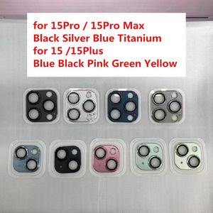 9H Temperli Cam Alüminyum Metal Kamera lens Koruyucuları İPhone 15 için İnce Delik Mobil Kamera Film Kılıfı Kapak Plus 15 Pro Max