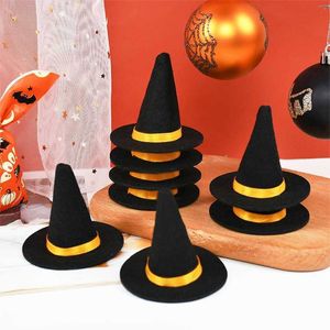 6pcs Halloween Mini Felt Witch Hats Wine Bottle Decor Diy Craft for Party Home Bar Decoration Supplies Black Cap Props 230920