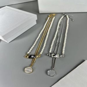 Ожерелья с подвесками, жемчужный женский простой комплект из двух частей с цепочкой для волос с одним воротником