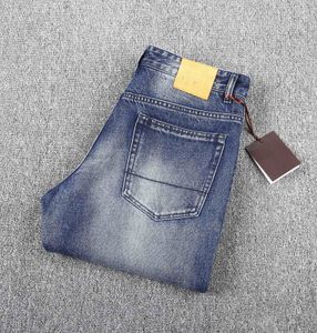 High-End-Marken-Designer-Jeans, hochwertiges reines Baumwollmaterial, einfarbiges Design, Herbst und Winter, neue lässige blaue Jeans für Herren