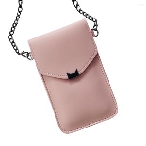 Card Holders Touches Screen PU Leather Change Bag Women Crossbody Mobile Phone Pouch Wallets