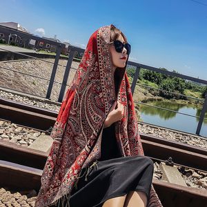 Halsdukar mode vår sommar kvinnor imitation kashmir tryck strand siden halsduk sjalar vild kvinnlig lång wrap boho utomhus solskyddsmedel hijab 230818