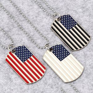 Pendant Necklaces Hip Hop American National Flag Men S Square Usa Military Card Charm Bead Chain For Women Rapper Fashion Jewelry Drop Dhuaw