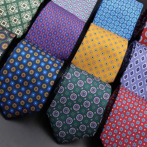 Neck Ties Men S Fashion Silk Tie 7 5cm Soft Novelty Slyckig blå grön orange färg för män Dot Floral Bowtie Wedding Business Gift 230919