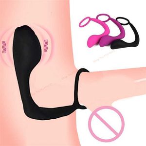 Sexleksak massager vuxna manlig prostata massage vibrator anal plug vibratorer för par fjärrkontroll stimulator fördröjning utlösning ring