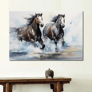 Famous Canvas Prints Horse Running by the Sea Picture Poster Painting for New Office Room Wall Decor