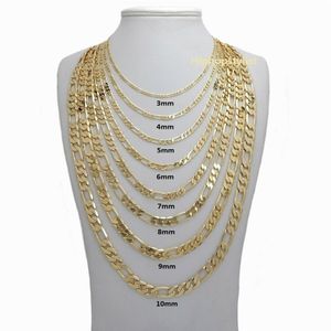 14k Italian Figaro Link Chain Necklace 4mm to 6 8 10mm Gold GF 24 281g