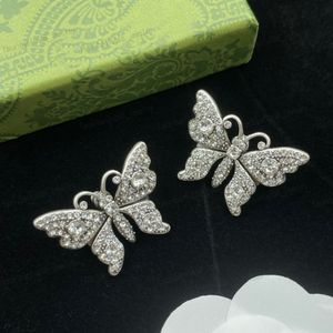 Joias de grife Brincos de prata, elegantes brincos de borboleta de zircão cintilantes para mulheres, casamentos, noivas, festas, banquetes, presentes