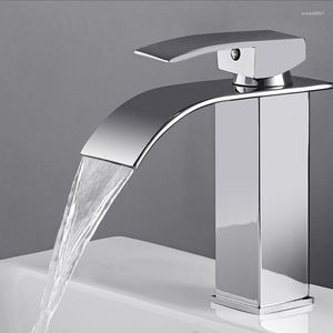 Bathroom Sink Faucets Waterfall Basin Faucet Black Brass Bath Cold Water Vanity Tap Deck Mounted Washbasin