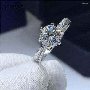 Anéis de cluster clássico 925 prata esterlina redondo corte brilhante passe diamante 1 d cor moissanite zíper forma para mulheres