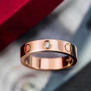 Classic love gold silver titanium steel diamond cz band ring men and women letters luxury exquisite wedding couple lover gift jewe261F