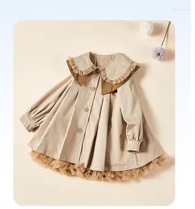 Coat Retail 2023 Baby Kids Fall Teenage Fashion Boutique Trench Princess Sweet Outwear 5-10T