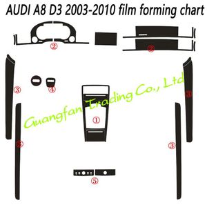 För Audi A8 D3 2003-2010 Bilstyling 3D 5D Carbon Fiber Car Interior Center Console Color Change Molding Sticker Decals3212