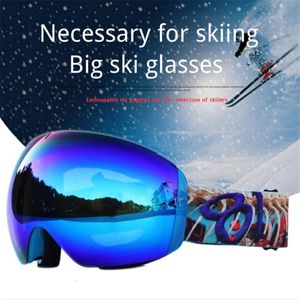 Doppelschichtige Skibrille mit verstellbarem Spiegelgürtel, UV400-Schutz, Antifog, winddichte Maske für Erwachsene, die starkes Licht filtert 230918