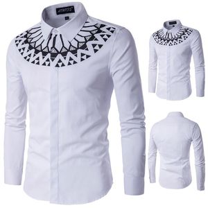قمصان ذات حجم طويل الحجم طويل القميص قميص أبيض طباعة القمصان الذكور M - 5XL266M