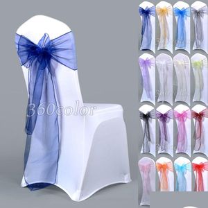 Sashes 25pcs Sheer Organza Chair Bow er Band Bridal Shower Design Party Banquet Decoration 230831 Drop Delivery Home Garden Textiles C Dhyem