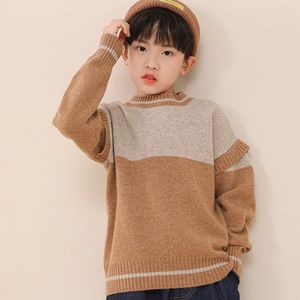 Pullover Boys Winter Wool Sweater Patchwork 100 Pullover Dziewczęta Knity Bawełna Bawełniane długie rękaw