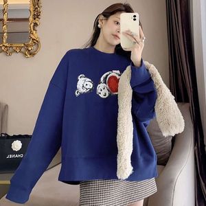 Designer Fashion Clothing Luxury Men's Sweatshirts High End palms Angels Cut Head Bear Red Heart Embroidery Autumn and Winter Simple Casual Loose Round Neck Sweater