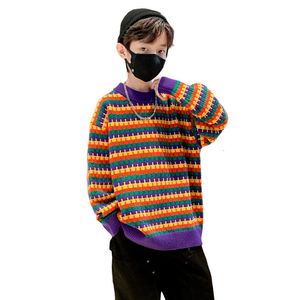 Pullover 2023 Autunno Inverno Big Boys maglione caldo moda modello di stampa girocollo design top in maglia per bambini 5 7 8 9 11 13 14 anni 230918