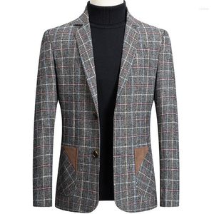 Męskie garnitury płaszcz Blazer Casual Western Top Kurtka Męska wełniana biznes pojedyncza garnitur Slim Trend dla mężczyzny