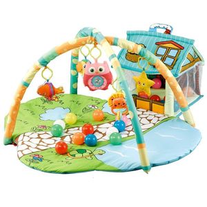 Rattles Mobiles 3-in-1 Baby Activity Gym Baby Play Mat Educational Toys Puzzle Crawling Filt spädbarn Game Pad Rug Gift Baby Toys 0-12 månader 230919