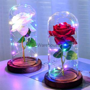 LED Strings Party Valentines Day Gift for Girlfriend Eternal Rose Led Light in Glass Cover Rustic Wedding Party Decoration Decord HKD230919