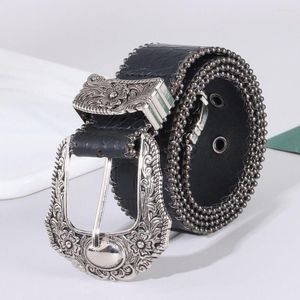 Belts Buckle Western Retro PU Leather Bohemian Waist Belt Wide Vintage For Pants Jeans Dresses