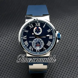 Nuovo Maxi Marine Dive 1183-126-3/43 Orologio automatico da uomo Quadrante blu Marcatori romani Riserva di carica Cassa in acciaio Cinturino in caucciù blu Orologi da uomo Timezonewatch Z01b