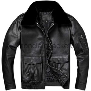 Herrenjacken 2023 Männer Lederjacke Echtes Kuhleder Natürlicher Pelzkragen Fliegerjacken Herren Rindsledermäntel Winter Air Force Kleidung J230920