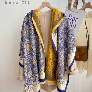 Women's Cape Thick Shawl Wrap Head Scarf for Women Luxury Winter Warm Cashmere Neckerchief Bandana Fashion Print Poncho Pashmina Bufanda 2022 L230920