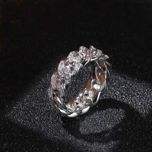 Anéis de banda Luxo rosa banda de ouro diamante dividido colorido anel de casamento de aço inoxidável designer casal jóias anel mulheres presente noivado com caixa x0920