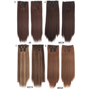 1B# 613# 4M30# 2H613# Synthetic Hair Extensions Clip In Hair About 24inch Clips On 6 pieces/set 140g