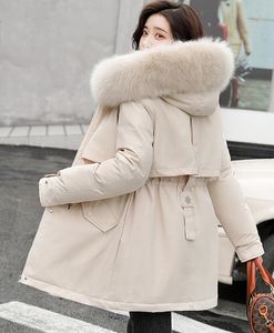 Novas mulheres para baixo parkas novo casaco com capuz jaqueta de inverno feminino parkas moda com gola de pele quente neve wear acolchoado