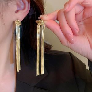 Dingle örhängen vintage lång tassel droppe för kvinnor guld färg mode smycken lyx hängande pendientes accessorie