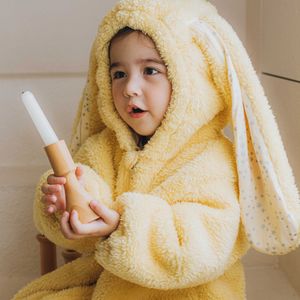 Rompers Cute Girls Winter Loose Rabbit Romper Slouchy Comfortable Zipper Jumpsuit Hooded Pajamas Baby Boys Plush Homewear Outfits 230919