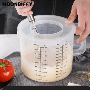 Measuring Tools Large Capacity Baking Measuring Cup 2.5L Scale Kitchen Tool Mixing Bowl with Lid Transparent Plastic Mixing Cup for Home Tools 230919