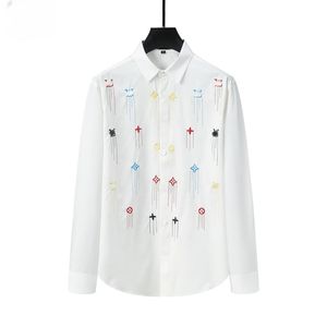 Camisa masculina designer de luxo moda tendência usar manga longa negócios casual marca primavera lastic rugas festa casamento M-3XL