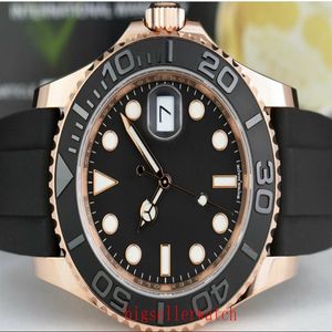 Luxury Rose Gold Watch Men's Mechanical 2813 Watches for Men Ceramic Bezel Sapphire Master Black Dial Watch 40mm 268655 RUBBE260M
