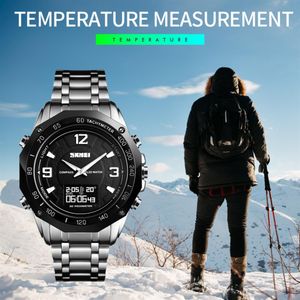 SKMEI 3 Time Watch Men Compass Calorie Wristwatches Mens Thermometer Stopwatch Male Watches Digital Sport relogio masculino 14642901
