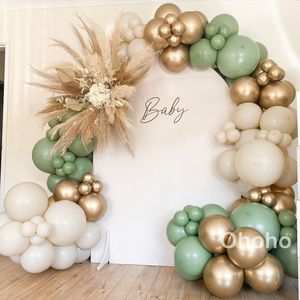 Party Decoration Cream Beige Green Balloon Garland Arch Kit Baby Shower Kids Jungle Safari Birthday Baptism Christening 230920