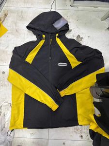 Jaquetas masculinas crtz zíper com capuz à prova de vento terno esportivo moda painel de contraste casaco com capuz