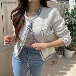 Kvinnors ull blandar korea modejacka Autumn Winter Clothes High Quality Women 2023 Women Clothing Y2k Coat Long Sleeve Casual Woolen Fabric Tops L230920