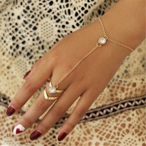 Обручальные кольца Панк-звено-цепочка Кольцо Связанные браслеты Золотого цвета Металлический браслет на палец Модные украшения для женщин 230920